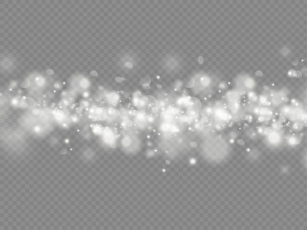 Sparkling magic dust particles bokeh isolated on transparent background
