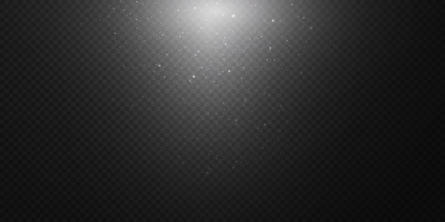 Sparkling magic dust. On a textural black background. Celebration abstract background from small sparkling dust particles and stars. Magic effect Festive  .