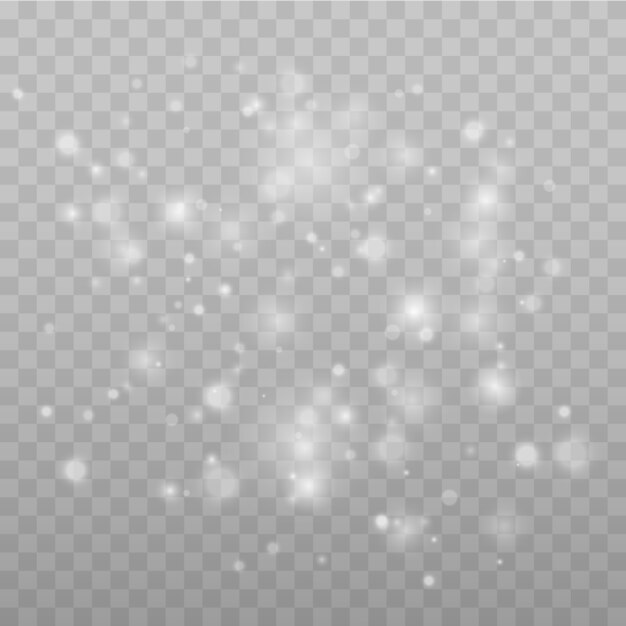 Sparkling magical dust particles. Bokeh effect. Star dust sparks in an explosion. White sparks glitter special light effect. White glitter texture background.  