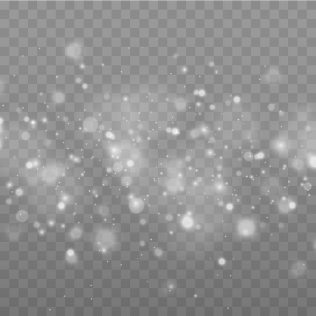 きらめく魔法のダスト粒子。ボケ効果。スターダストは爆発で火花します。白火花がキラキラ光る特殊光効果。白いキラキラテクスチャクリスマス背景。