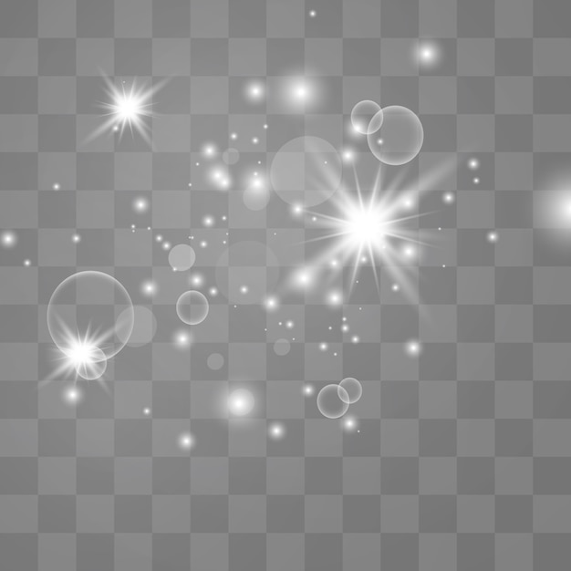 Sparkling magical dust particles. The dust sparks and golden stars shine with special light.  sparkles on a transparent background.