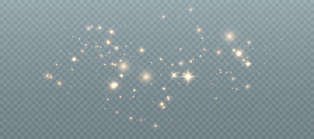 Particelle di polvere magica scintillante, effetto luce festosa. glitter vettoriale per web design e illustrati