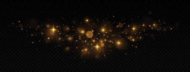 Sparkling space golden magical dust particles.