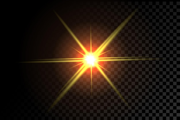 Sparkling star with blinking light on a dark transparent background