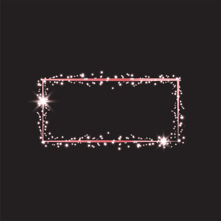 Vector sparkling stardust shiny glowing border frame