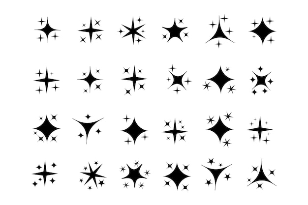 Vector sparkling stars black sparks black star and sparkle elements free vector