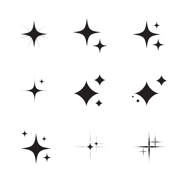 Vector sparkling stars shape vector symbols isolated flat style