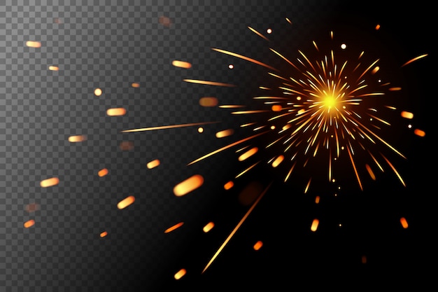 Vector sparks effect on transparent background. glow special effect