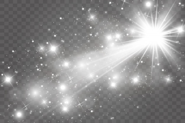 火花キラキラ特別な光の効果。輝く魔法の塵粒子