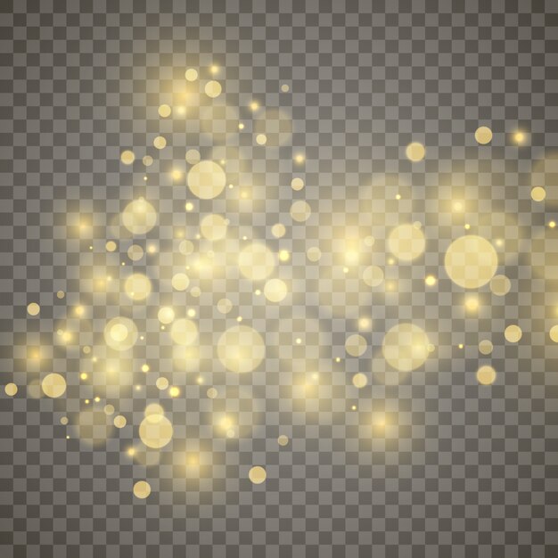 Sparks and golden stars glitter special light effect.  sparkles on transparent background. . Sparkling magic dust particles