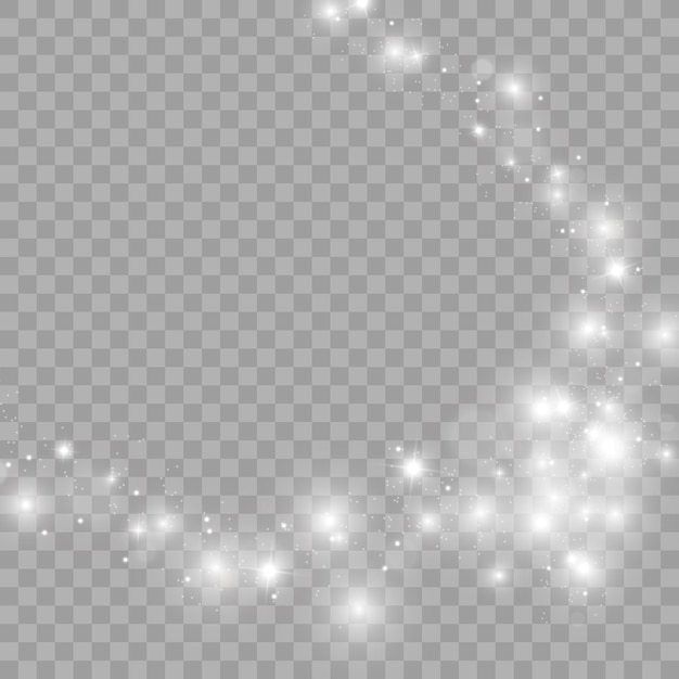 Scintille e stelle dorate glitter effetto luce speciale il vettore brilla su sfondo trasparente