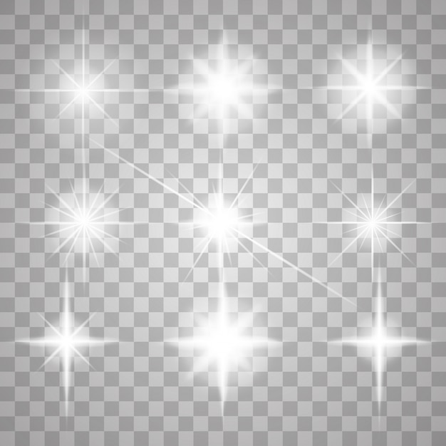 Sparks isolated. vector glowing stars. lens flares and sparkles