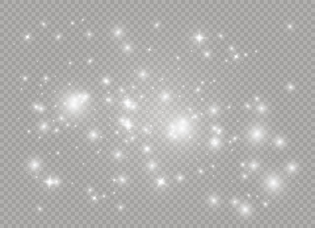 Sparks and stars glitter, isolated. Sparkling magical dust particles.