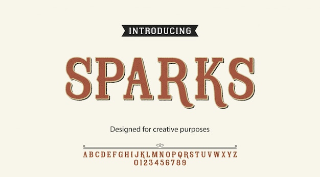 Sparks typeface.per etichette e design di tipi diversi