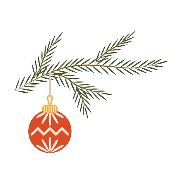 Sparrentak versierd met een rode nieuwjaarsbal
