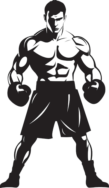 Vettore sparring gladiator iconic boxer silhouette punch force boxer emblematico nero