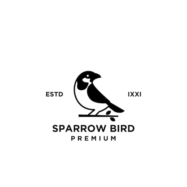Воробей птица логотип битник винтажные ретро векторные линии shilouette