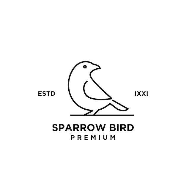 Sparrow uccello logo hipster vintage retrò linea vettoriale