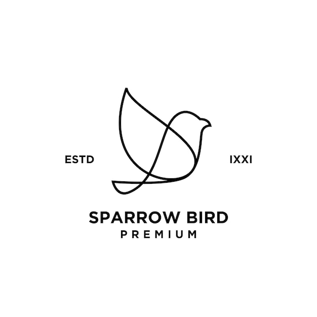 Vector sparrow bird logo hipster vintage retro vector line