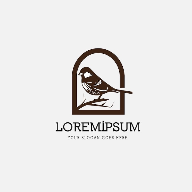 Vector sparrow bird vintage retro logo