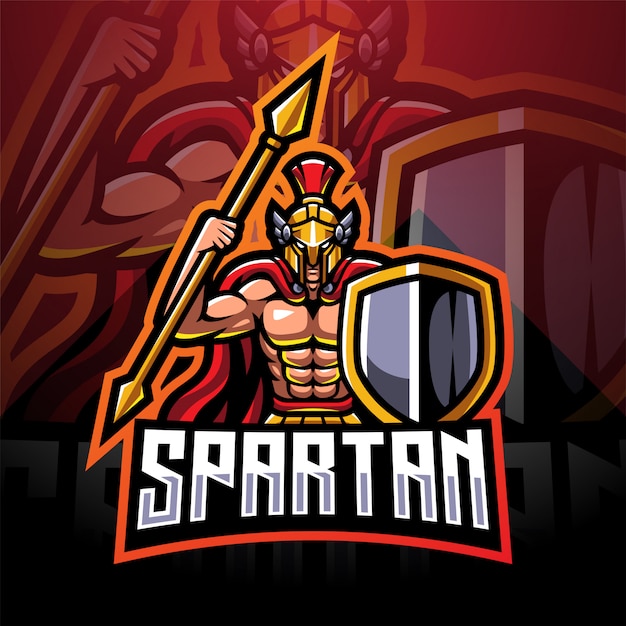 Spartaans esport mascotte logo ontwerp