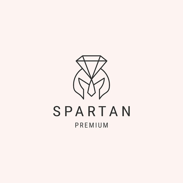 Spartaanse diamant lijn kunst logo ontwerpsjabloon