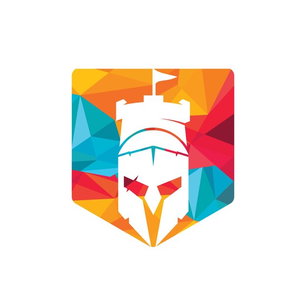 Spartan castle vector logo design template