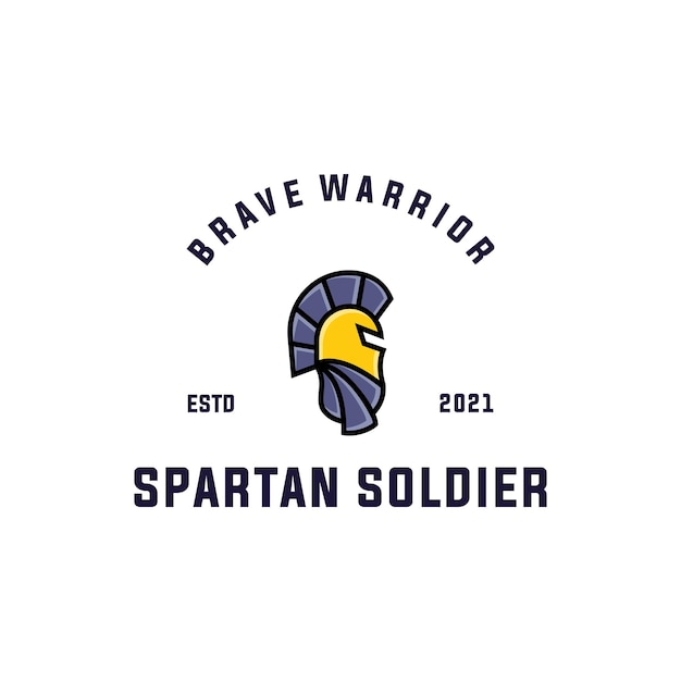 Vettore design del logo distintivo del casco spartano