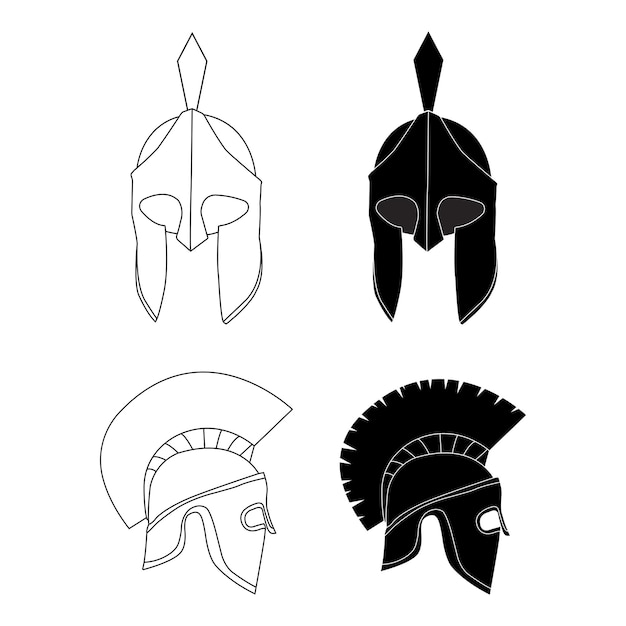 Spartan helmet line vector icon