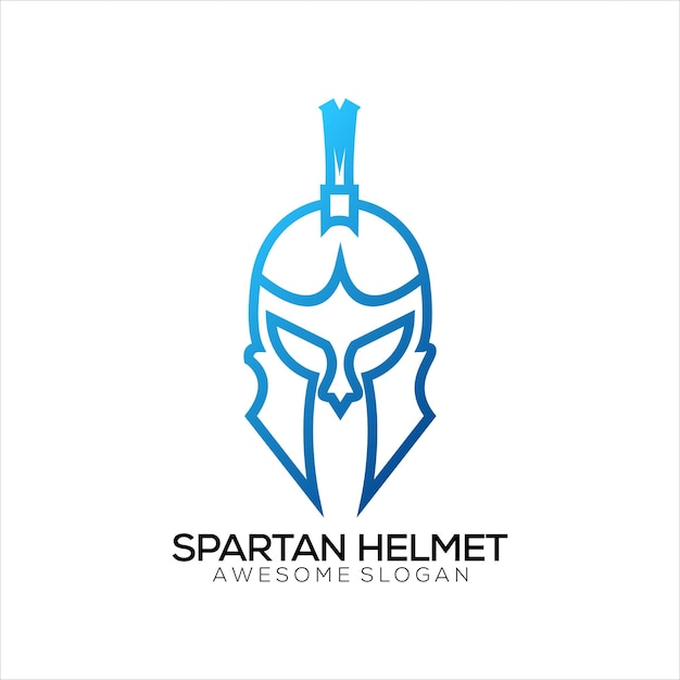 Spartan helmet logo design gradient line art