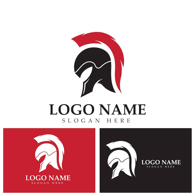 Spartan helmet logo template vector icon design