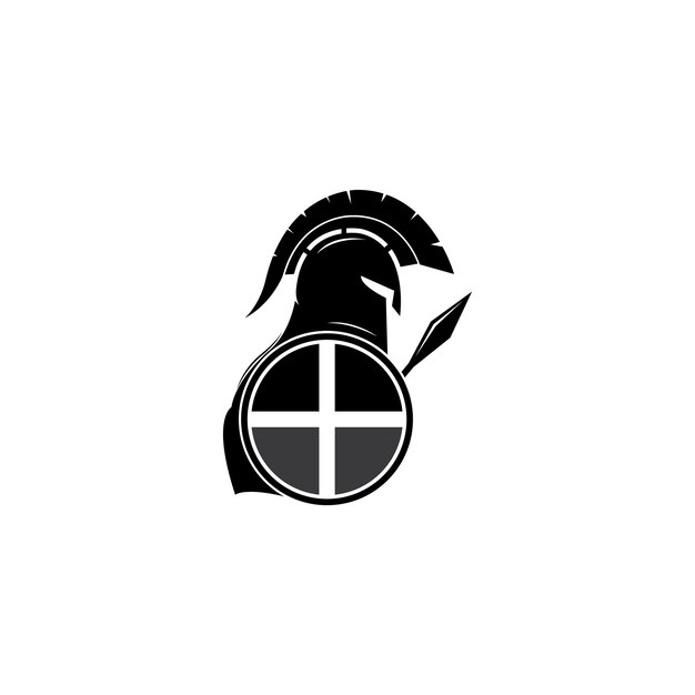 Disegno dell'icona di vettore del modello di logo del casco spartano