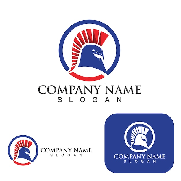 Spartan helmet logo template vector icon design