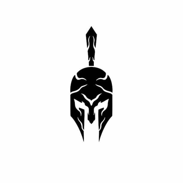 Spartan helmet logo tribal tattoo design stencil vector illustration