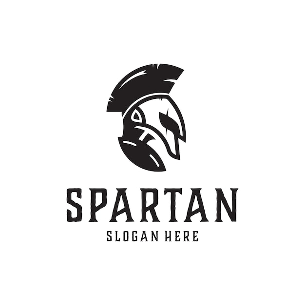 Vettore un logo casco spartano con uno sfondo nero