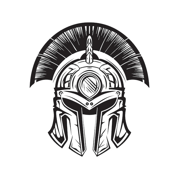 Vector spartan helmet vector concept digital art hand drawn illustration