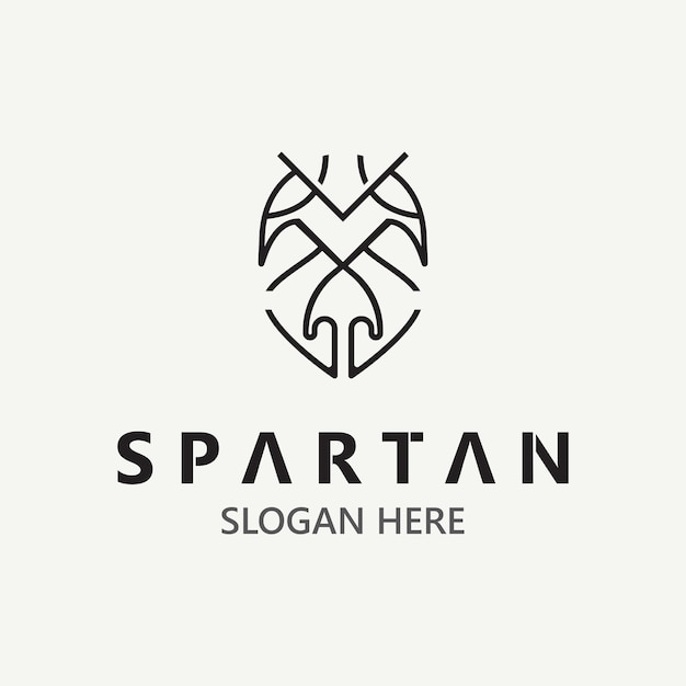 Spartan Helmet Warrior Logo template spartan flat design vector