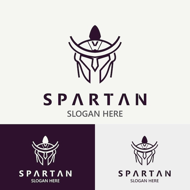 Spartan Helmet Warrior Logo template spartan flat design vector