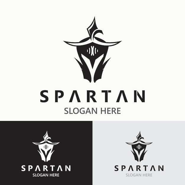 Spartan Helmet Warrior Logo template spartan flat design vector