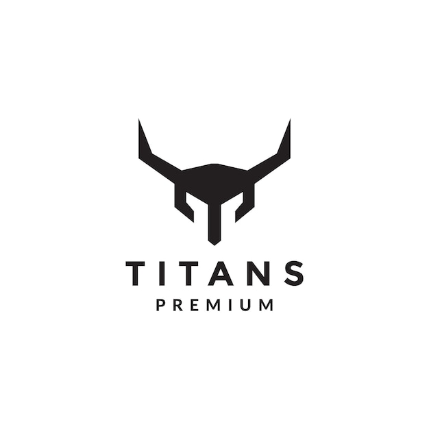 Premium Vector | Spartan helmet with horn black warrior logo symbol ...