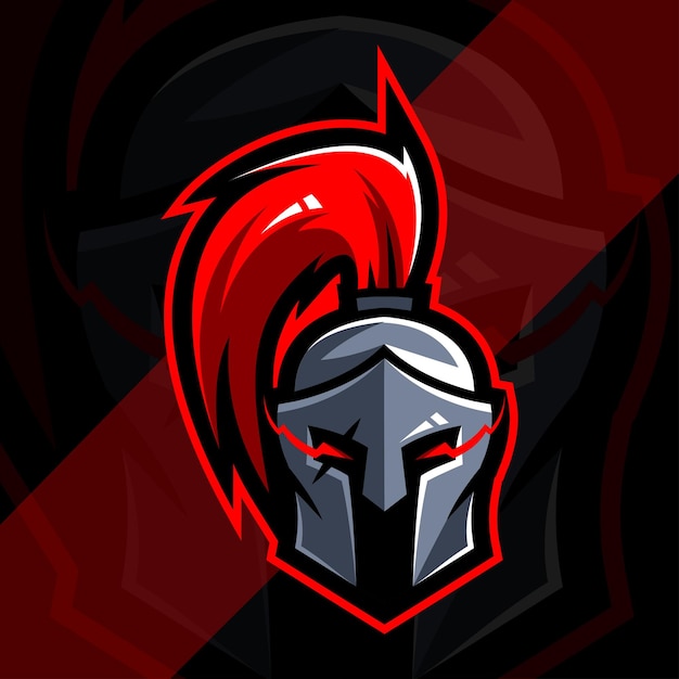 Design di esports logo mascotte cavaliere spartano