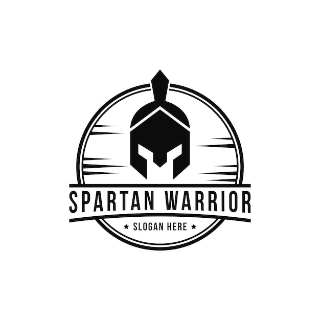 Vector spartan krijger helm logo ontwerp vintage retro label