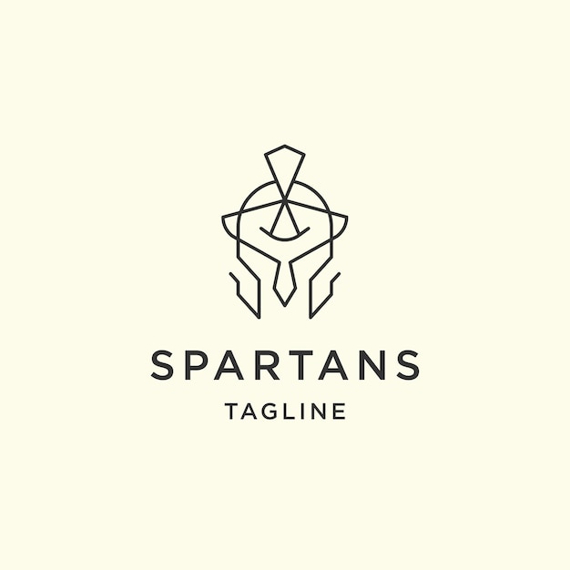 Vector spartan line logo icon design template flat vector