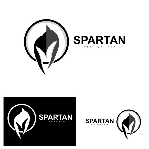 Spartan logo war helmet suit vector barbarian armor icon viking gym fit design fitness