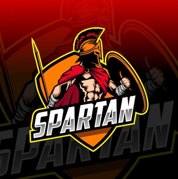 Vettore logo esport mascotte spartano