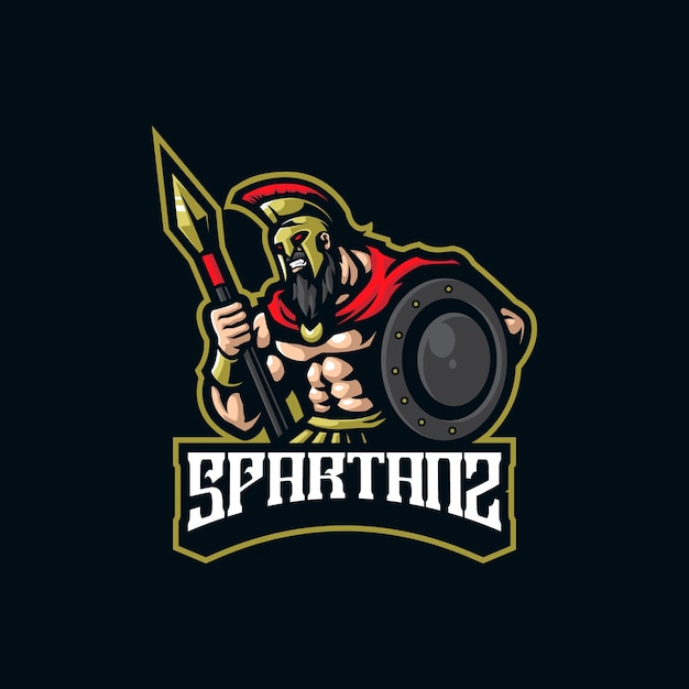 Vettore di progettazione del logo della mascotte spartana con stile di concetto di illustrazione moderna per la stampa di badge, emblema e tshirt. illustrazione spartana arrabbiata per la squadra sportiva.