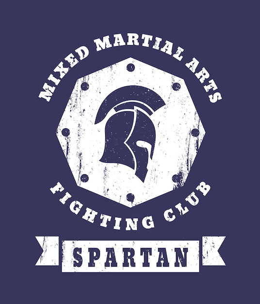 Spartan, mma fighting club grunge embleem met spartaanse helm
