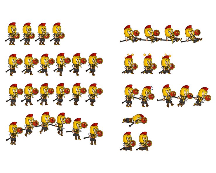 Vector spartan warrior cartoon character animation sprite