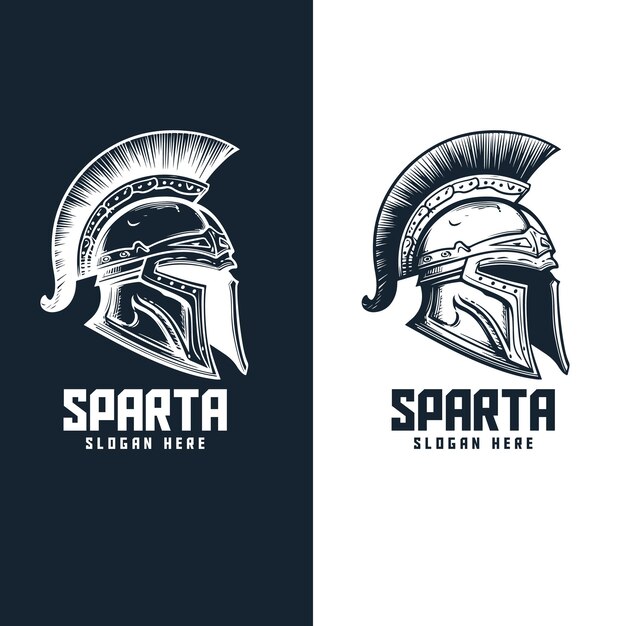 Vintage Spartan Sparta Logo, Spartan Helmet Logo Design By