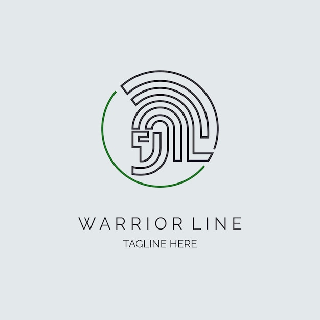 spartan warrior gladiator line style logo design template for brand or company